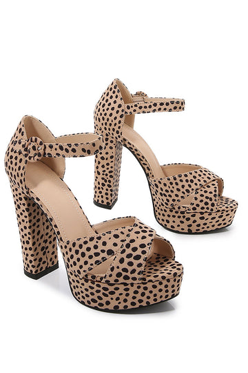 Sandalias de tacón con plataforma con estampado de leopardo Zapatos de vestir de novia para fiestas de boda